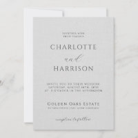 Elegant Embossed Linen Minimalist Grey Wedding