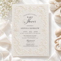 Elegant Embossed Style Floral Baby Shower