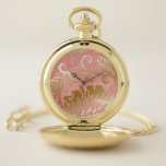 Elegant Embossed Style Rose Gold Floral Pocket Watch<br><div class="desc">Rich ombre gold embossed style vintage flowers and leaves on a dusty rose background. Note: Sculpted,  engraved,  embossed and dimensional effects,  layered,  aged or eroded appearance,  textures and shadows achieved digitally. Actual product has a smooth surface.</div>