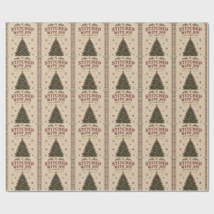 Elegant Embroidered Christmas, Vintage Needlepoint Wrapping Paper