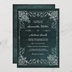 Elegant Emerald and Diamond Wedding Invitation