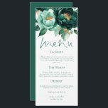 Elegant Emerald and Gold Florals Wedding Menu Card<br><div class="desc">Elegant Emerald and Gold Florals Wedding Menu Card. Available digitally and printed. Beautiful flowers border the top,  with an elegant script for Menu and easy to personalise the rest of the text to your requirements.</div>