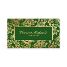 Elegant Emerald and Gold Foil Look Business Card