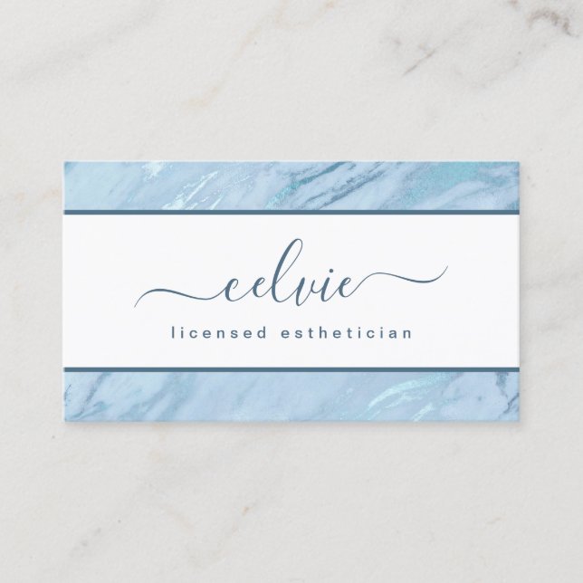 Elegant Emerald Blue Marble | Business Card (Front)