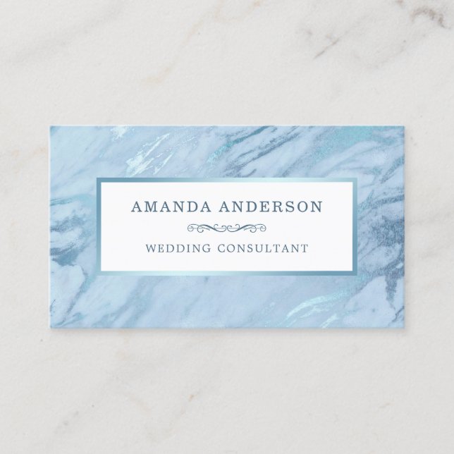 Elegant Emerald Blue Marble | Business Card (Front)