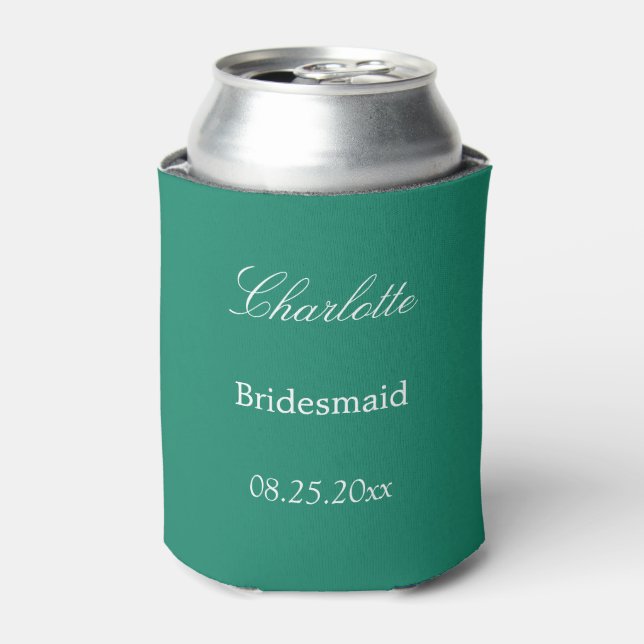 Elegant Emerald Bridesmaid Favour Can Cooler (Can Front)