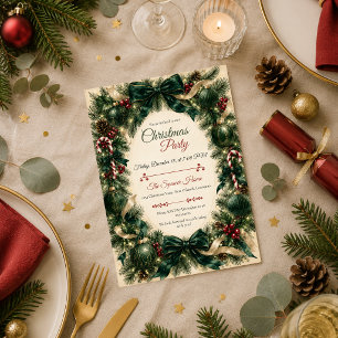 Elegant Emerald Christmas Party Invitation