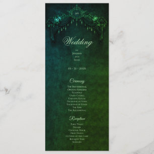 Elegant emerald Gothic Halloween Wedding Program Menu