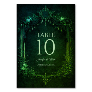 Elegant emerald Gothic Wedding Table number