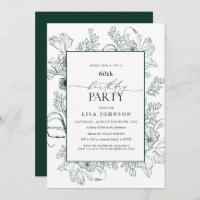 Elegant Emerald Green 60th Birthday Floral 