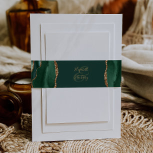 Elegant Emerald Green Agate Wedding Invitation Belly Band