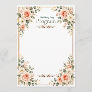 Elegant emerald green and cream wedding programme