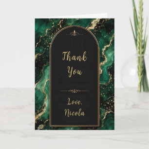 Elegant Emerald Green and Gold 21st Party Thank You Card