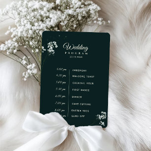 Elegant Emerald Green baby's breath Wedding Programme