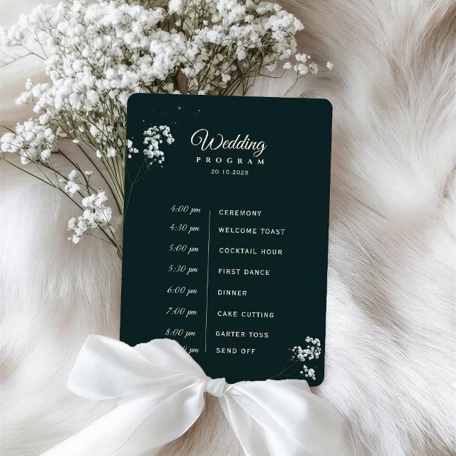 Elegant Emerald Green baby's breath Wedding Programme (Creator Uploaded)