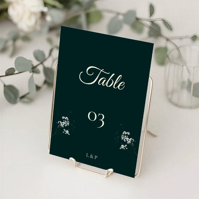 Elegant Emerald Green baby's breath Wedding Table Number (Creator Uploaded)