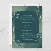 Elegant Emerald Green Botanical Wedding Invitation