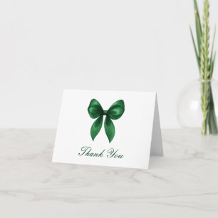 Elegant Emerald Green Bow She's Tying the Knot Thank You Card