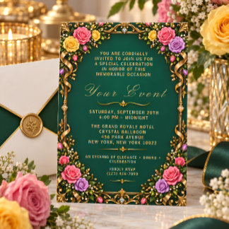 Elegant Emerald Green Floral Invitation