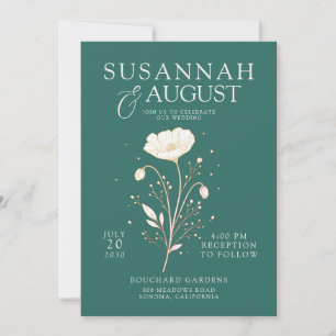 Elegant Emerald Green Floral Wedding Invitation