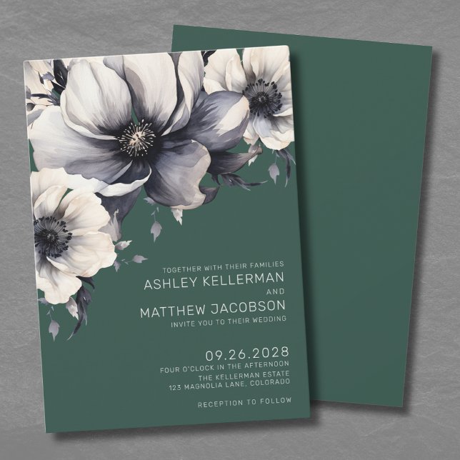 Elegant Emerald Green Floral Wedding Invitation (Elegant Emerald Green Floral Wedding Invitation)