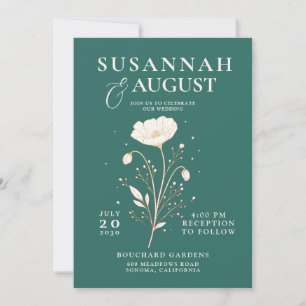 Elegant Emerald Green Floral Wedding  Invitation