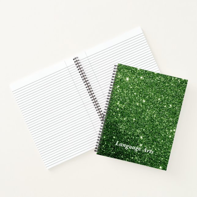 Elegant Emerald Green Glitter Customised School  Notebook (Inside)