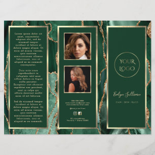 Elegant Emerald Green Gold Agate Brochure