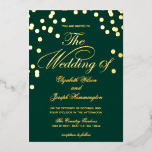 Elegant Emerald Green Gold Confetti Wedding  