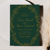 Elegant Emerald Green Gold Floral Roses Wedding