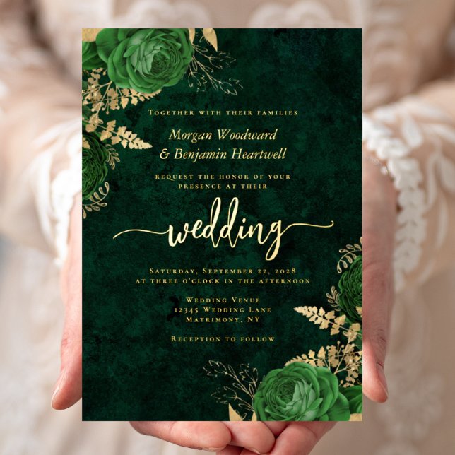Elegant Emerald Green Gold Floral Wedding (Creator Uploaded)