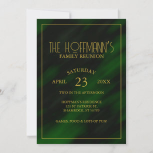 Elegant Emerald Green Gold Frame Family Reunion Invitation