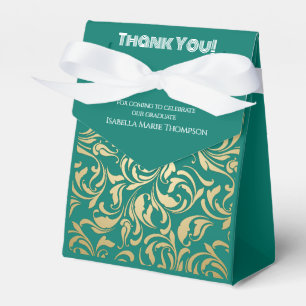 Elegant Emerald Green & Gold Graduation Favour Box
