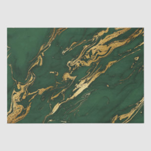 Elegant Emerald Green & Gold Marble Tissue Paper