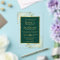 Elegant Emerald Green & Gold Stylish Text Wedding