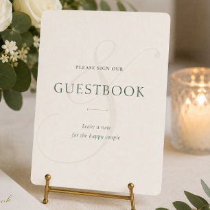 Elegant Emerald Green Gold Wedding Guestbook Sign