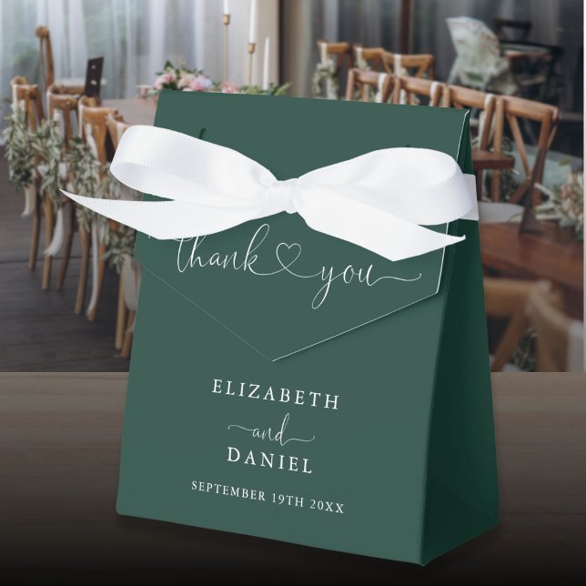 Elegant Emerald Green Heart Script Wedding Favour Box (Elegant Emerald Green Heart Script Wedding Favor Boxes)