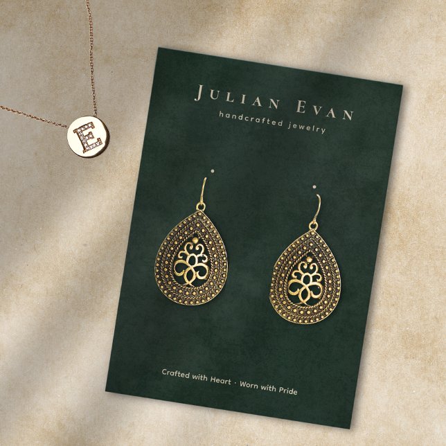 Elegant Emerald Green Jewellery Earring Display Business Card (Elegant Emerald Green Jewelry Earring Display Business Card)