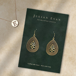 Elegant Emerald Green Jewelry Earring Display Business Card