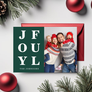 Elegant Emerald Green Joyful Photo Christmas Holiday Card