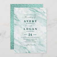 Elegant Emerald Green Marble & Glitter Wedding