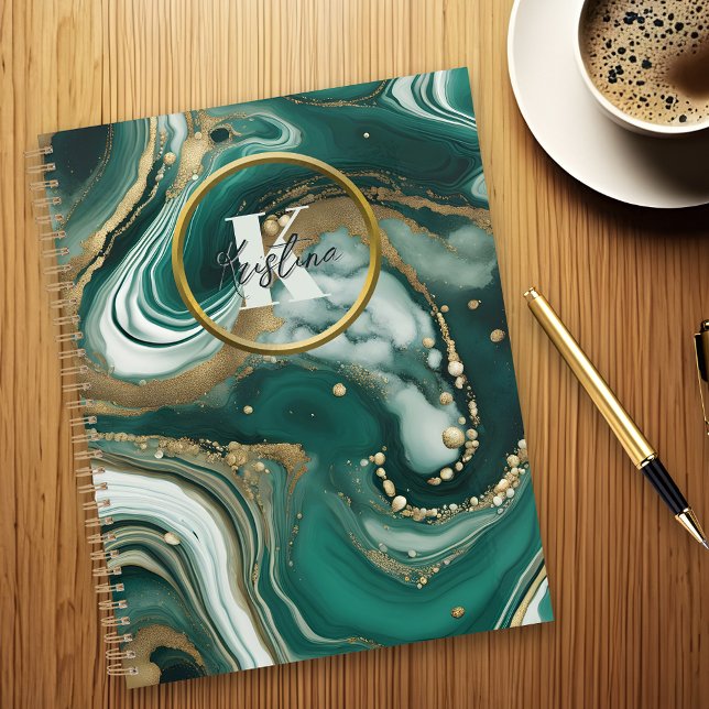 Elegant Emerald Green Marble with Gold Flecks Planner (Creator Uploaded)