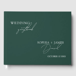 Elegant Emerald Green Minimalist Wedding Guest Book