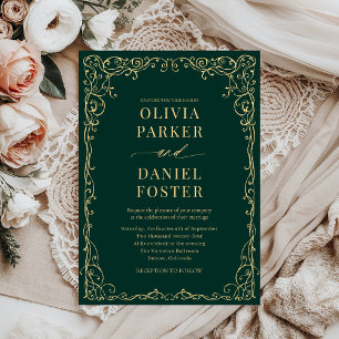 Elegant Emerald Green Minimalist Wedding Invitation