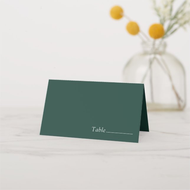 Elegant Emerald Green Minimalist Wedding Place Card (Front)