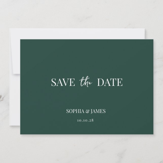 Elegant Emerald Green Minimalist Wedding Save The Date (Front)