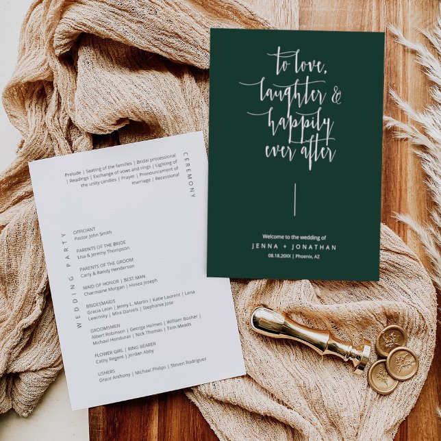 Elegant Emerald Green Modern Minimalist Wedding Programme (Creator Uploaded)