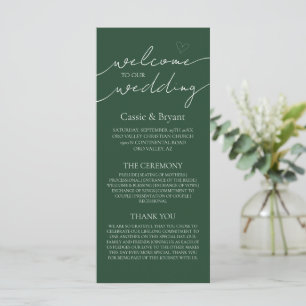 Elegant Emerald Green Modern Wedding Program