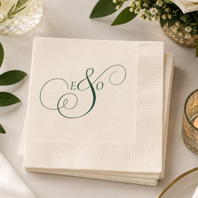 Elegant Emerald Green Monogram Wedding Napkin (Elegant Emerald Green Monogram Wedding Napkins
)