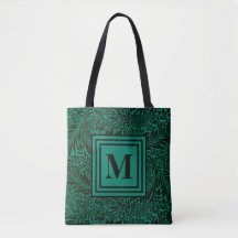 Elegant Emerald Green Monogrammed Botanical